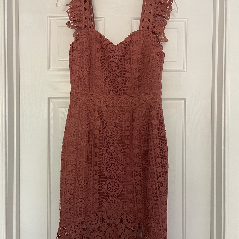 Elegant Lace Dress in Rust